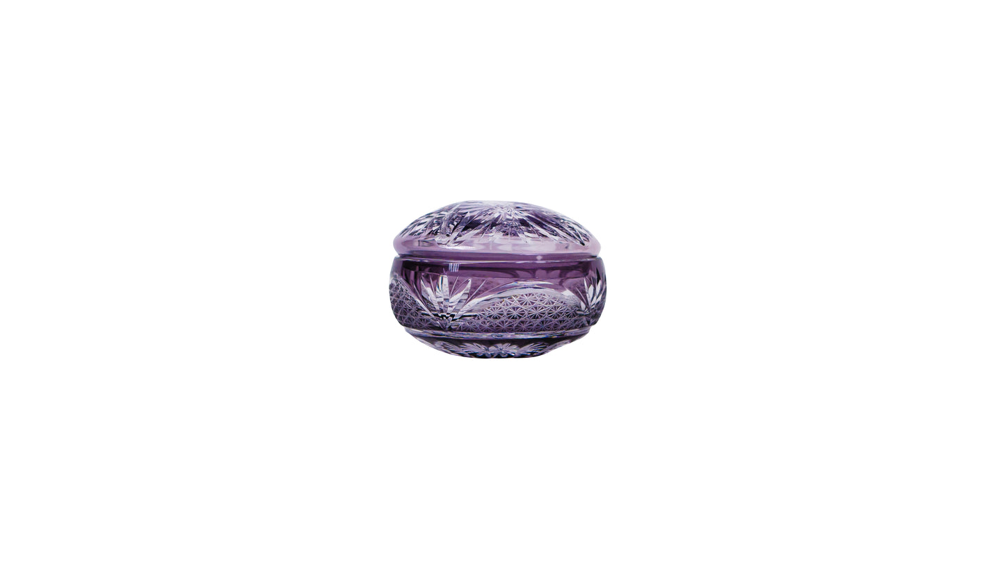 KIRIKO 蓋物 珍味入れ 菊花カット 紫