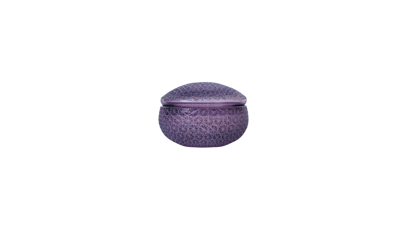 KIRIKO 蓋物 珍味入れ 麻の葉カット 紫