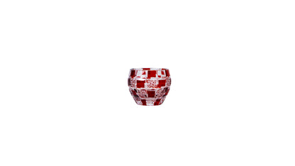 KIRIKO　盃（SAKAZUKI) 　市松紋様カット（赤・青）