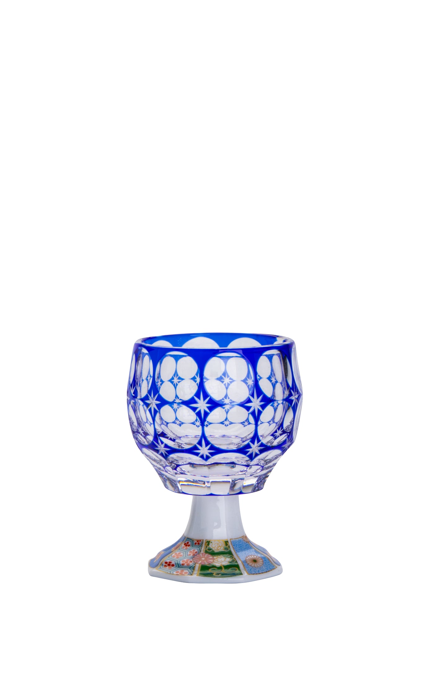 KIRIKO　高足　花七宝（はなしっぽう）カット　　赤・青　