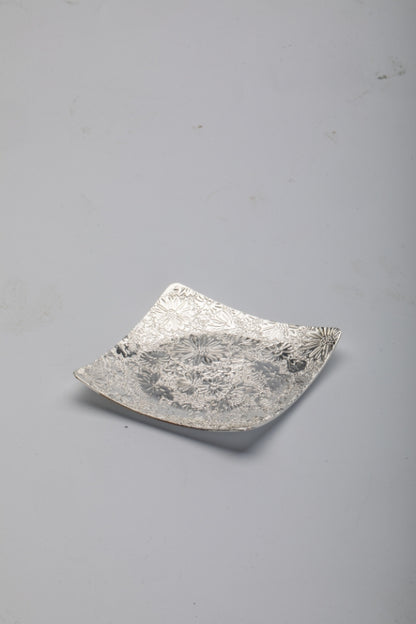 KIRIKO　蓋物セット 麻の葉カット（蓋物・受け皿付き）琥珀、紫、ライトブルー （シルバーシリーズ）